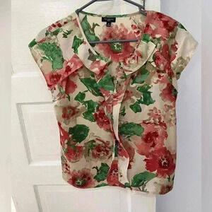 Talbots flowy lightweight floral tanktop‎ with ruffle size 2P